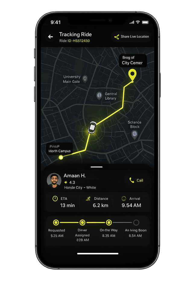 Raastah live tracking screen